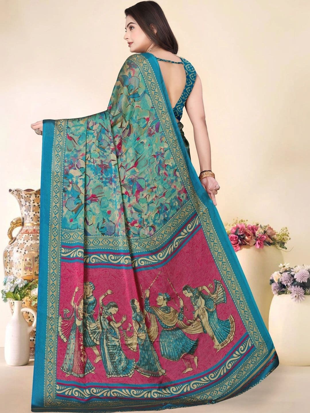 Owee Floral Pure Chiffon Designer Saree thumbnail 3