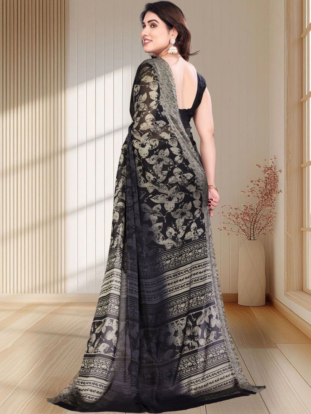 Owee Pure Chiffon Designer Saree thumbnail 5
