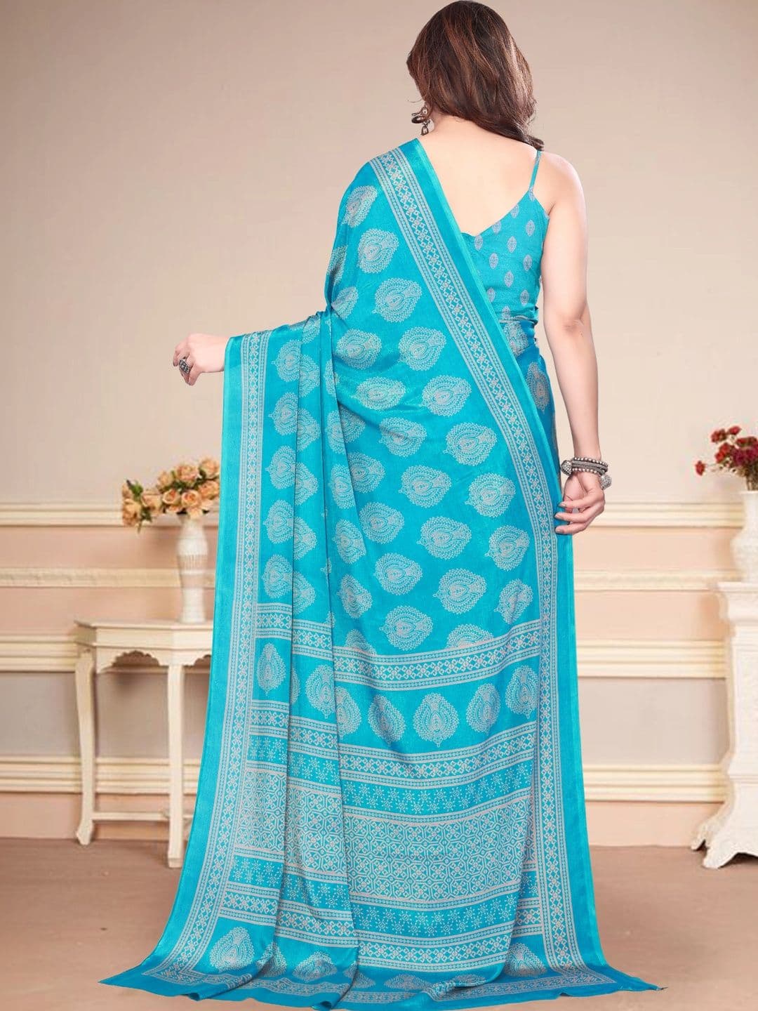 Owee Paisley Pure Chiffon Designer Saree thumbnail 3