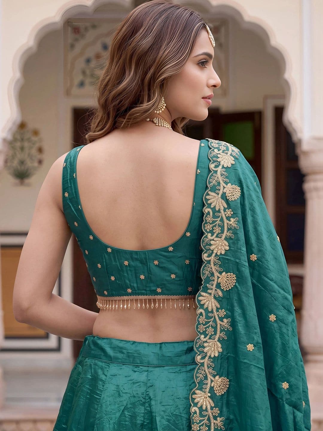 Zeel Clothing Embroidered Semi-Stitched Lehenga & Unstitched Blouse With Dupatta thumbnail 2