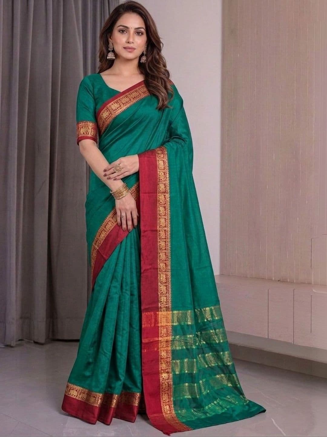 Owee Woven Design Zari Silk Cotton Designer Saree - view 1