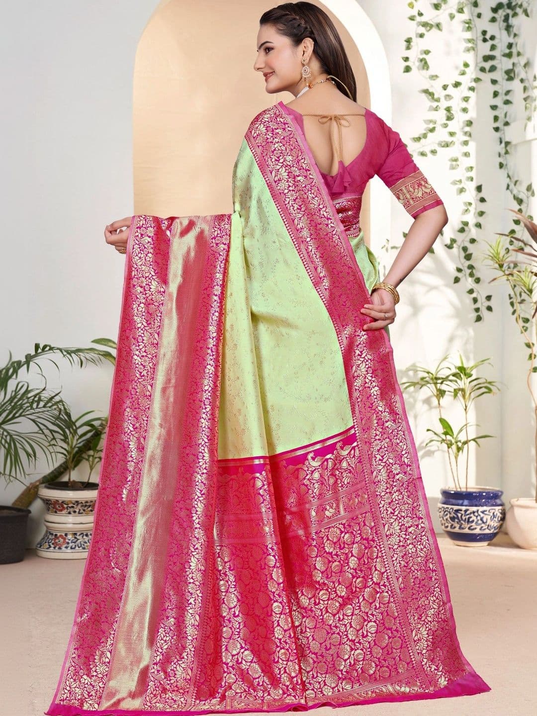 revika Woven Design Zari Art Silk Designer Kanjeevaram Saree thumbnail 2