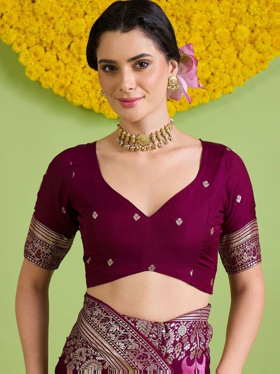 Saree mall Woven Design Zari Silk Blend Designer Banarasi Sarees thumbnail 6