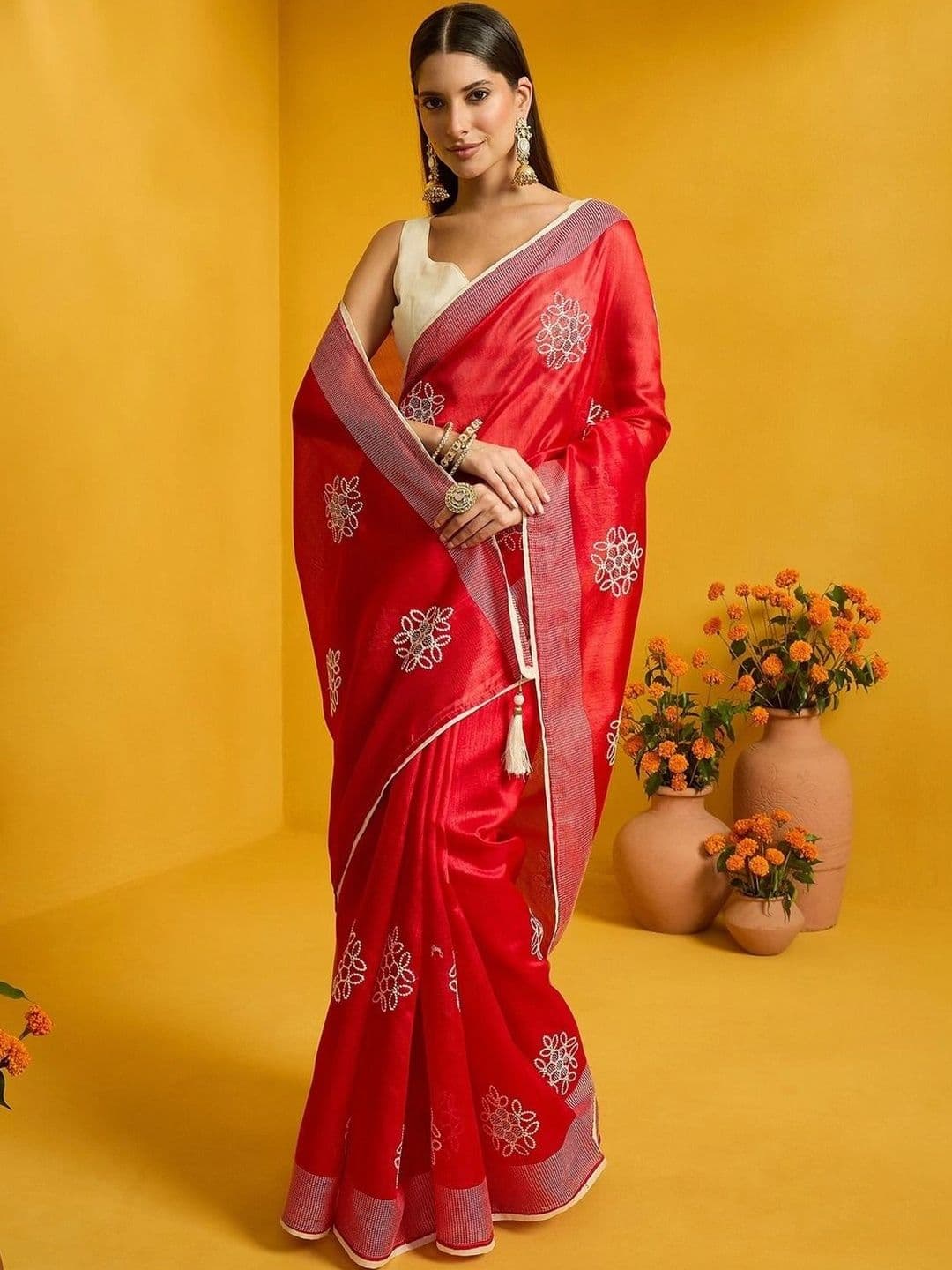 Saree mall Embellished Embroidered Designer Sarees thumbnail 6
