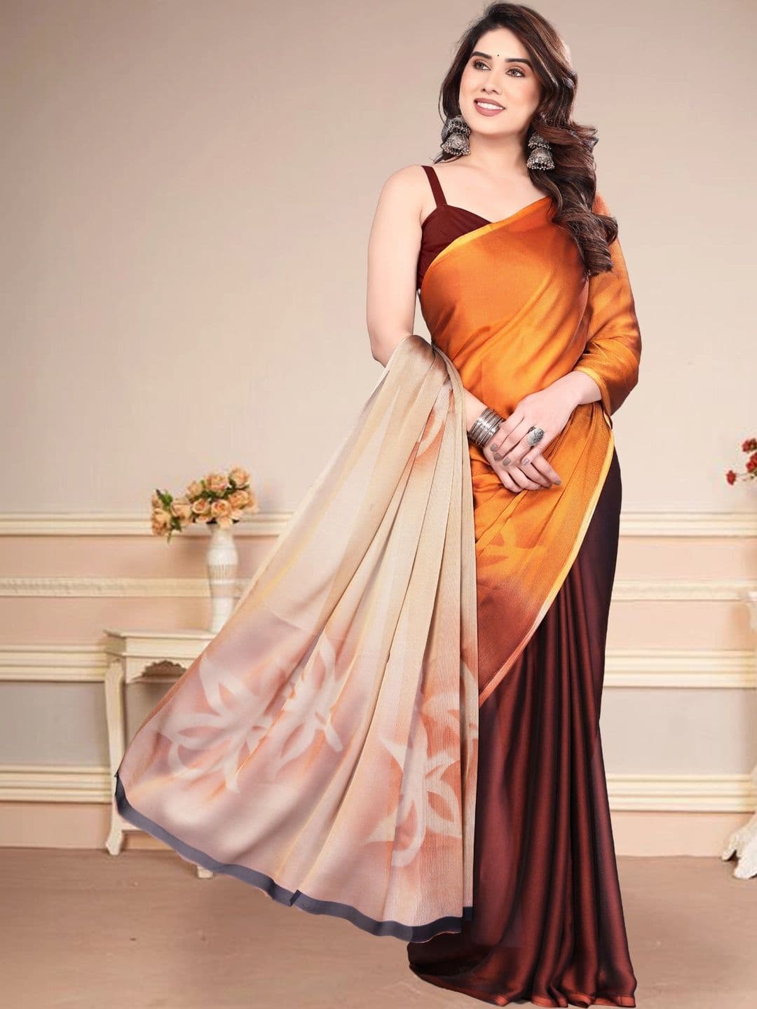 Owee Floral Pure Chiffon Designer Saree - view 1