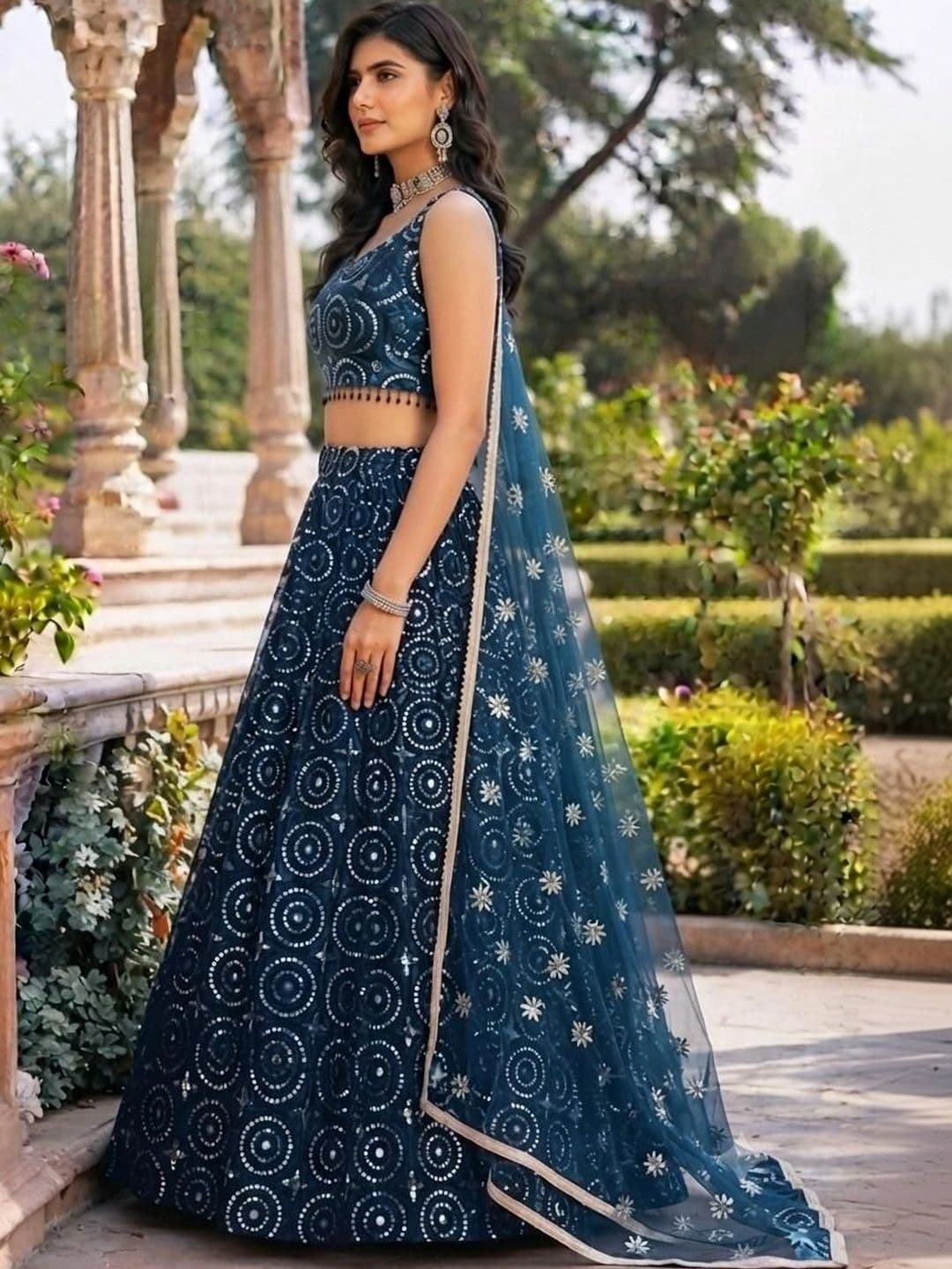Indi Kal Embellished Sequinned Ready to Wear Lehenga & Blouse With Dupatta thumbnail 4