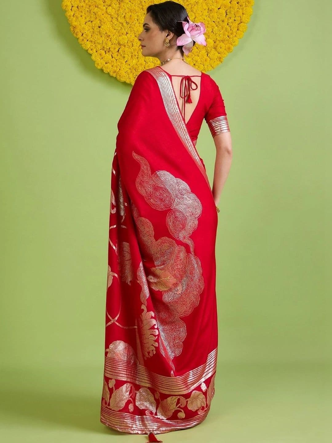 Saree mall Woven Design Silk Blend Designer Banarasi Sarees thumbnail 2
