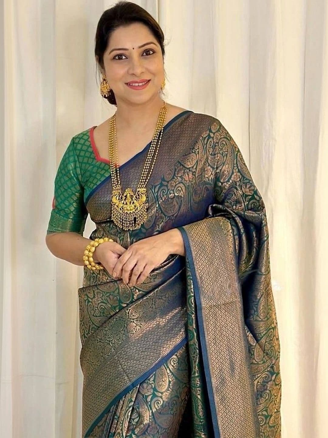 revika Woven Design Zari Art Silk Designer Kanjeevaram Saree thumbnail 4