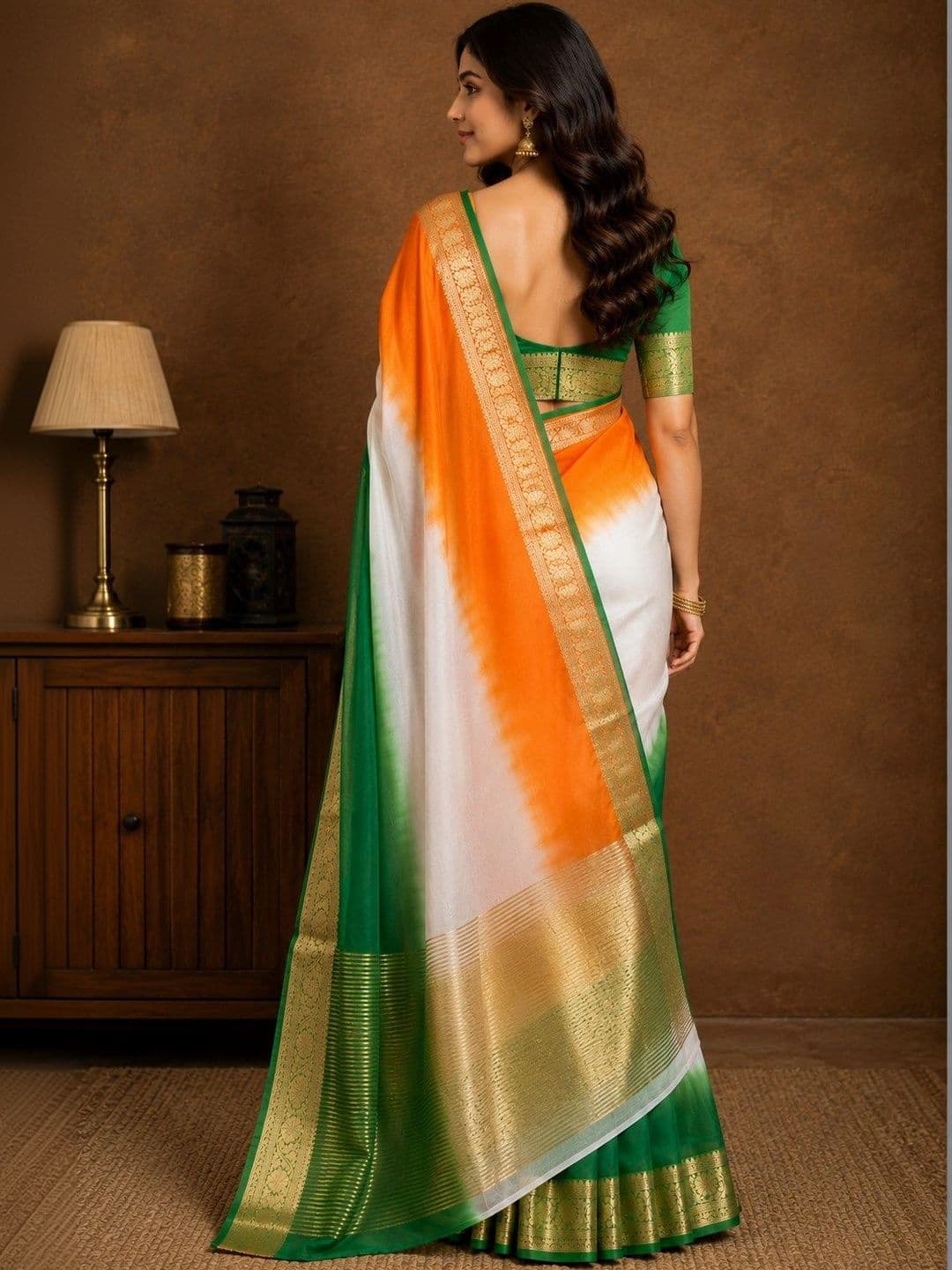 Sangria Ombre Zari Organza Saree thumbnail 5