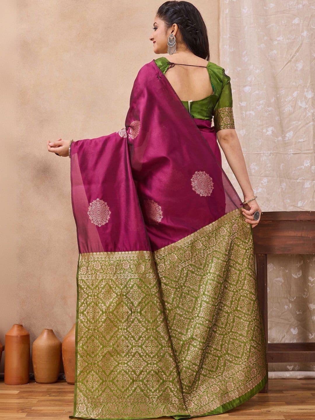 HERE&NOW Woven Design Zari Art Silk Saree thumbnail 5