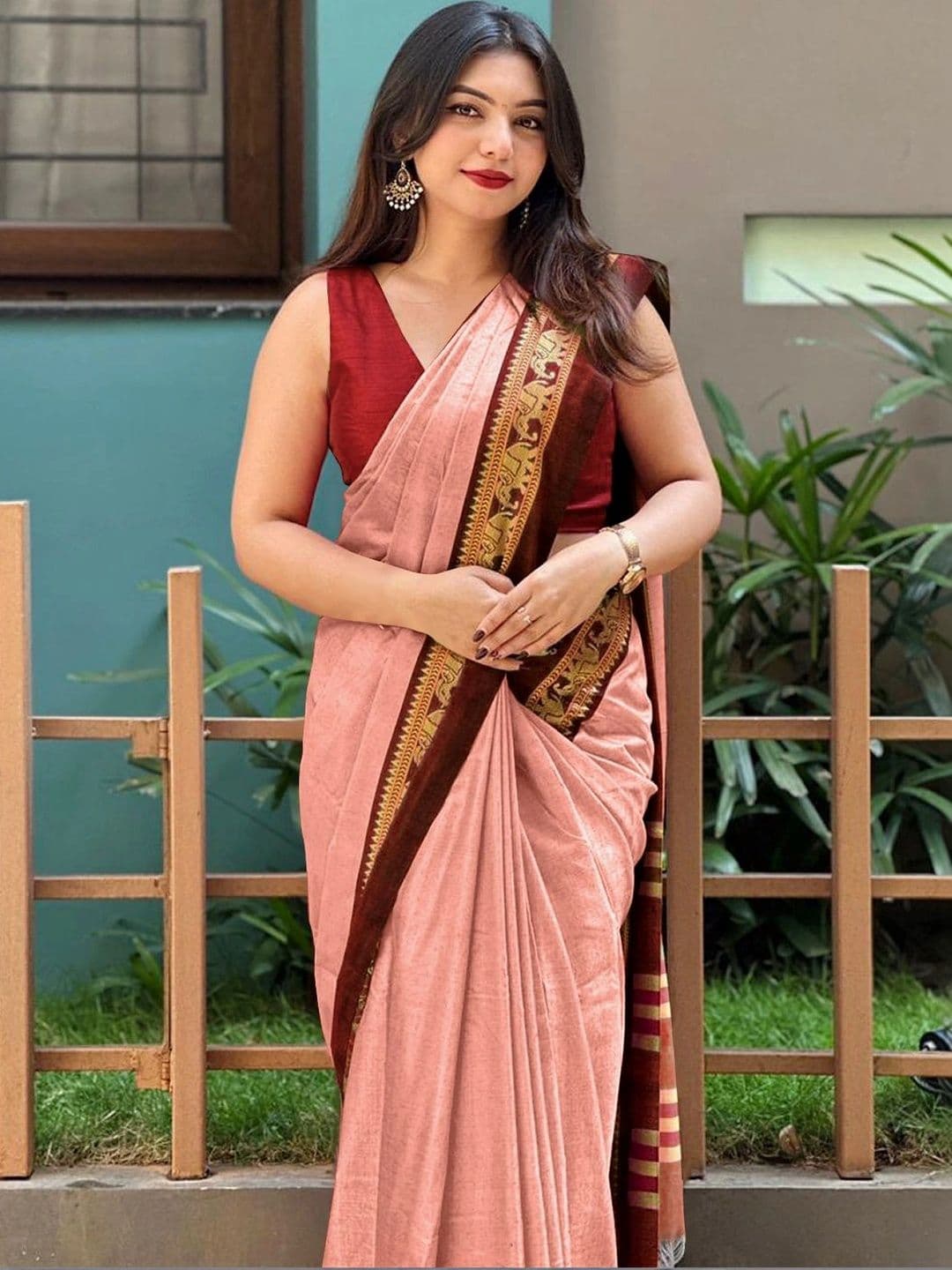KALINI Zari Silk Cotton Designer Gadwal Saree thumbnail 6