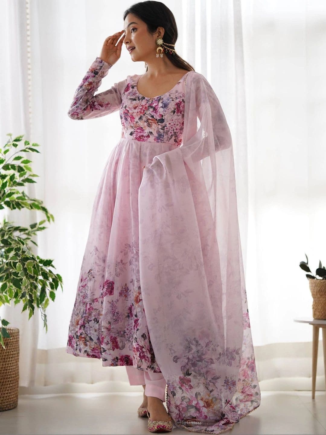 VASTRABELLA Women Floral Printed Empire Kurta with Trousers & With Dupatta thumbnail 7