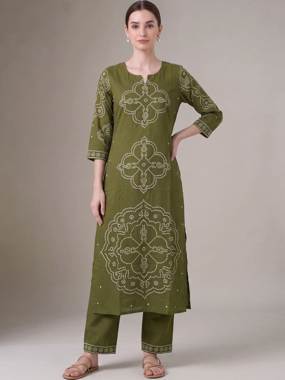COTTON CULTURE Women Ethnic Motifs Printed Regular Kurta with Trousers - view 1
