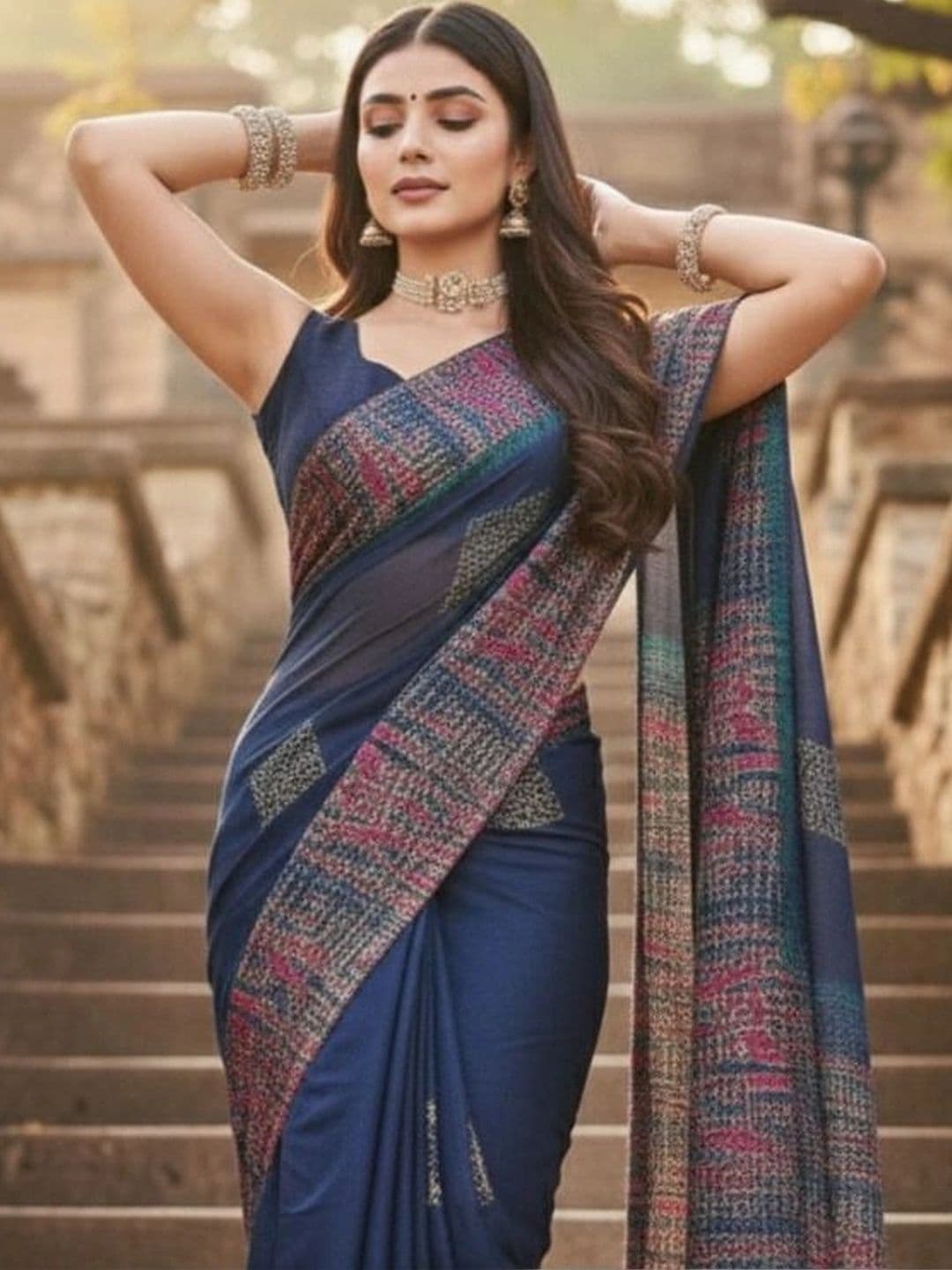 Owee Pure Chiffon Designer Saree - view 1