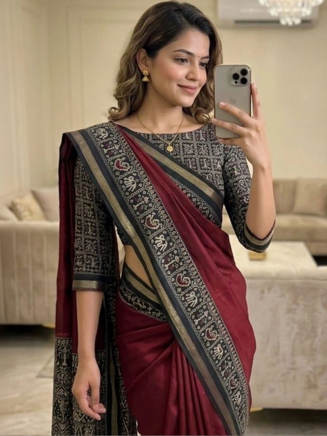 Owee Zari Silk Cotton Designer Maheshwari Saree - view 1