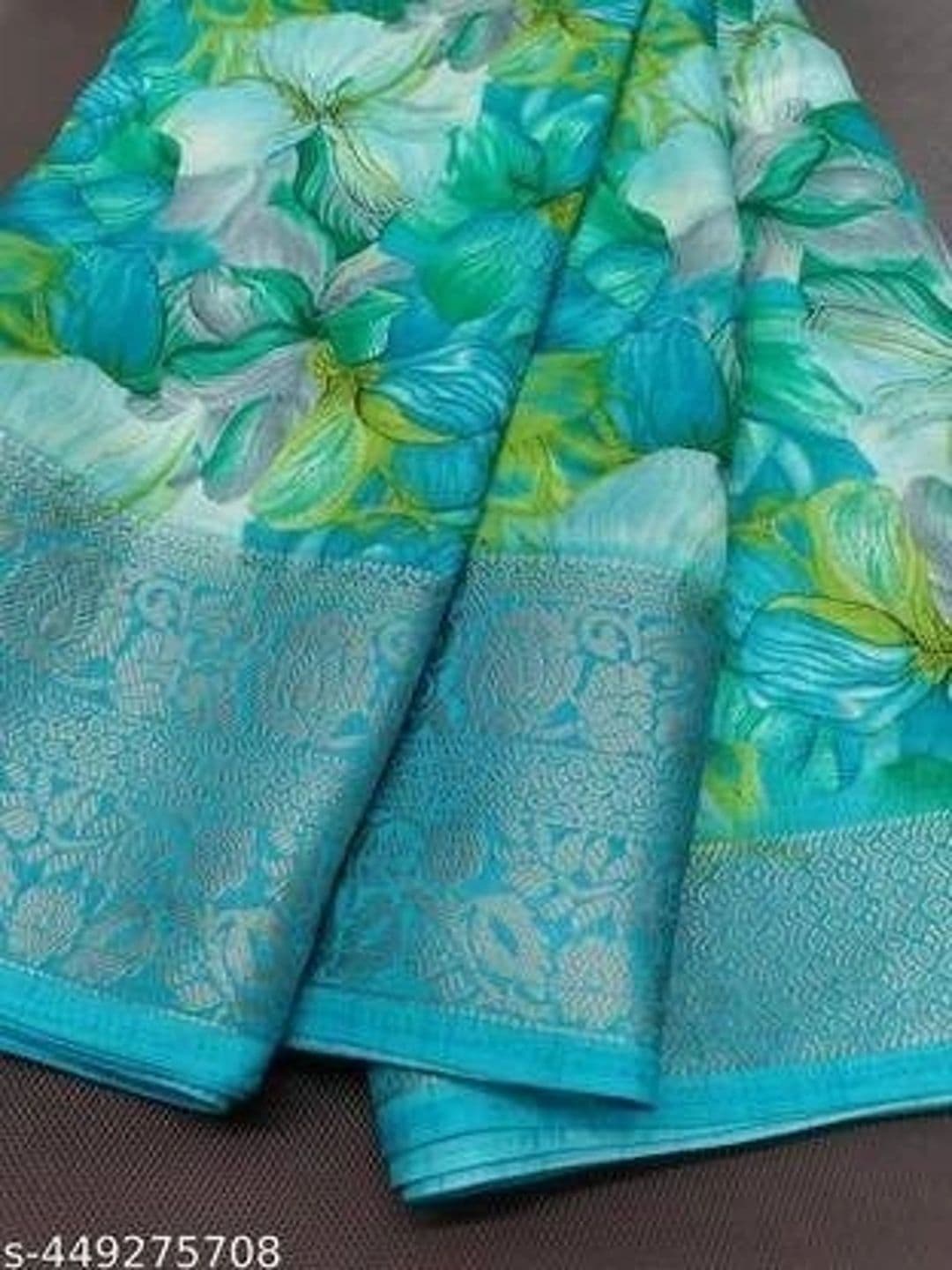 Owee Floral Zari Silk Blend Designer Saree thumbnail 5