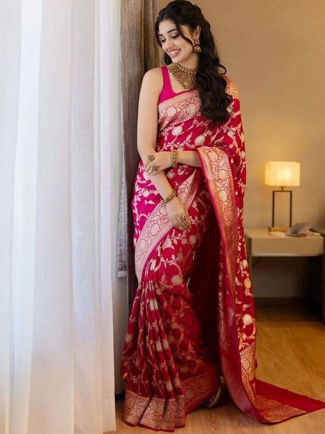 revika Woven Design Zari Art Silk Designer Kanjeevaram Saree thumbnail 3