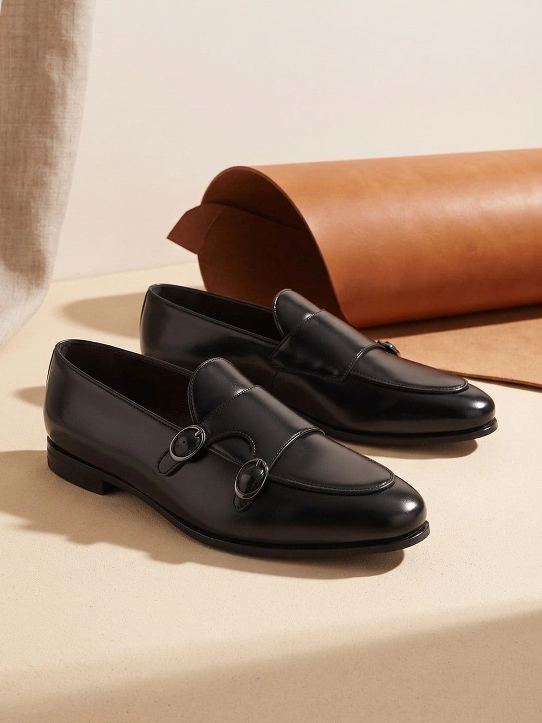 House of Pataudi Men Textured Formal Monk Shoes thumbnail 5