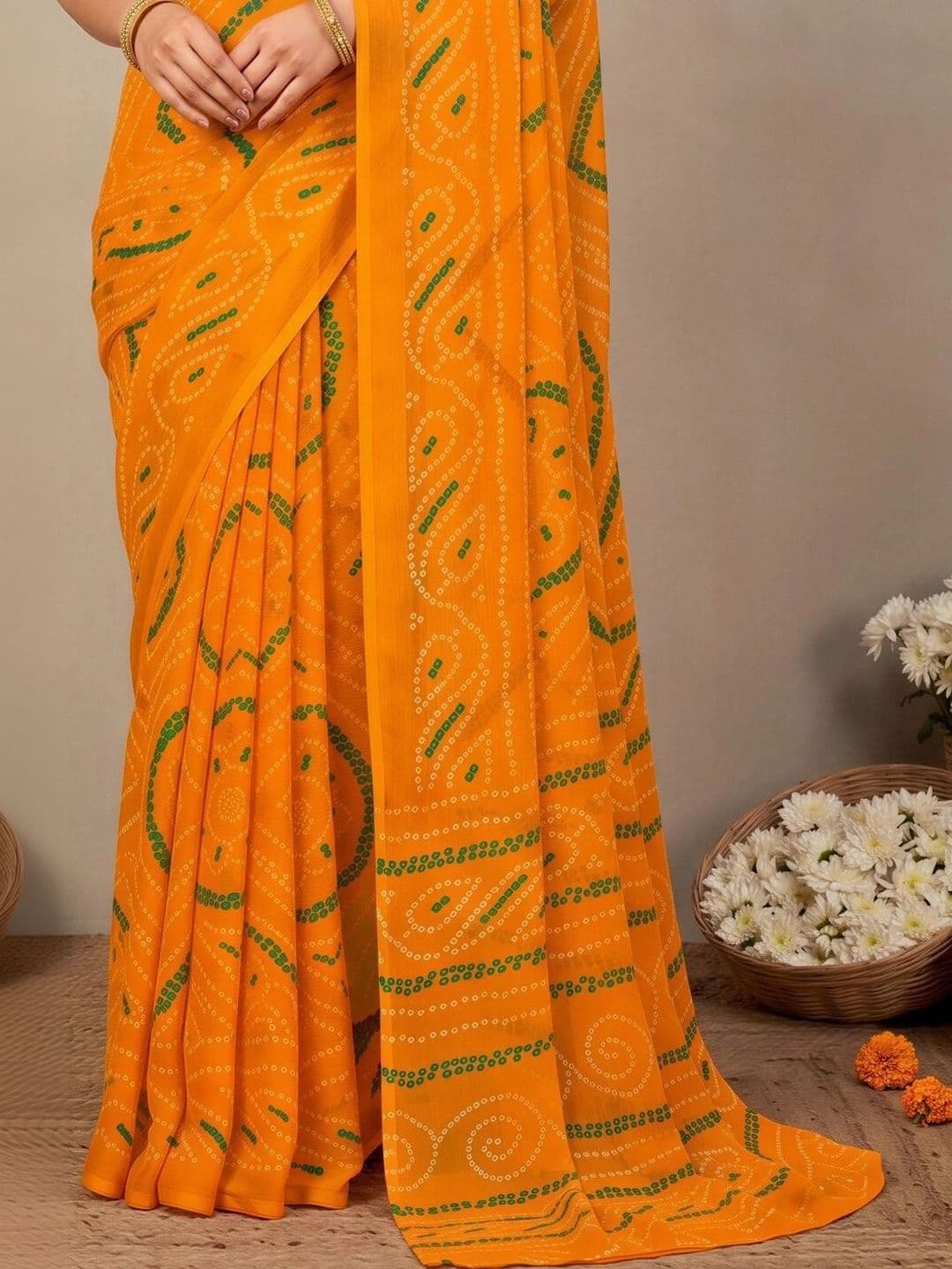 KALINI Bandhani Poly Chiffon Designer Bandhani Saree thumbnail 4