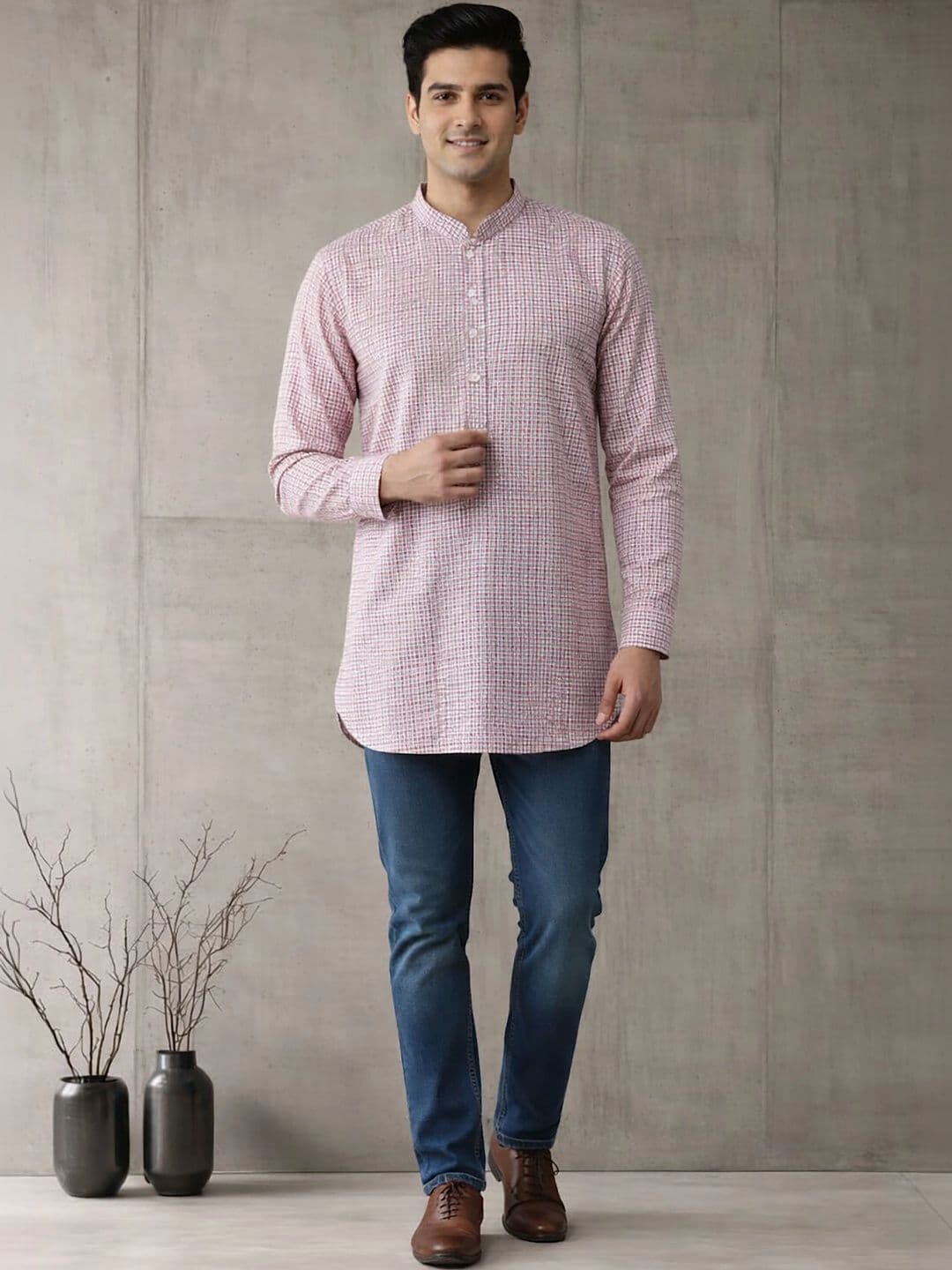 Anouk Men Checked Kurta - view 1