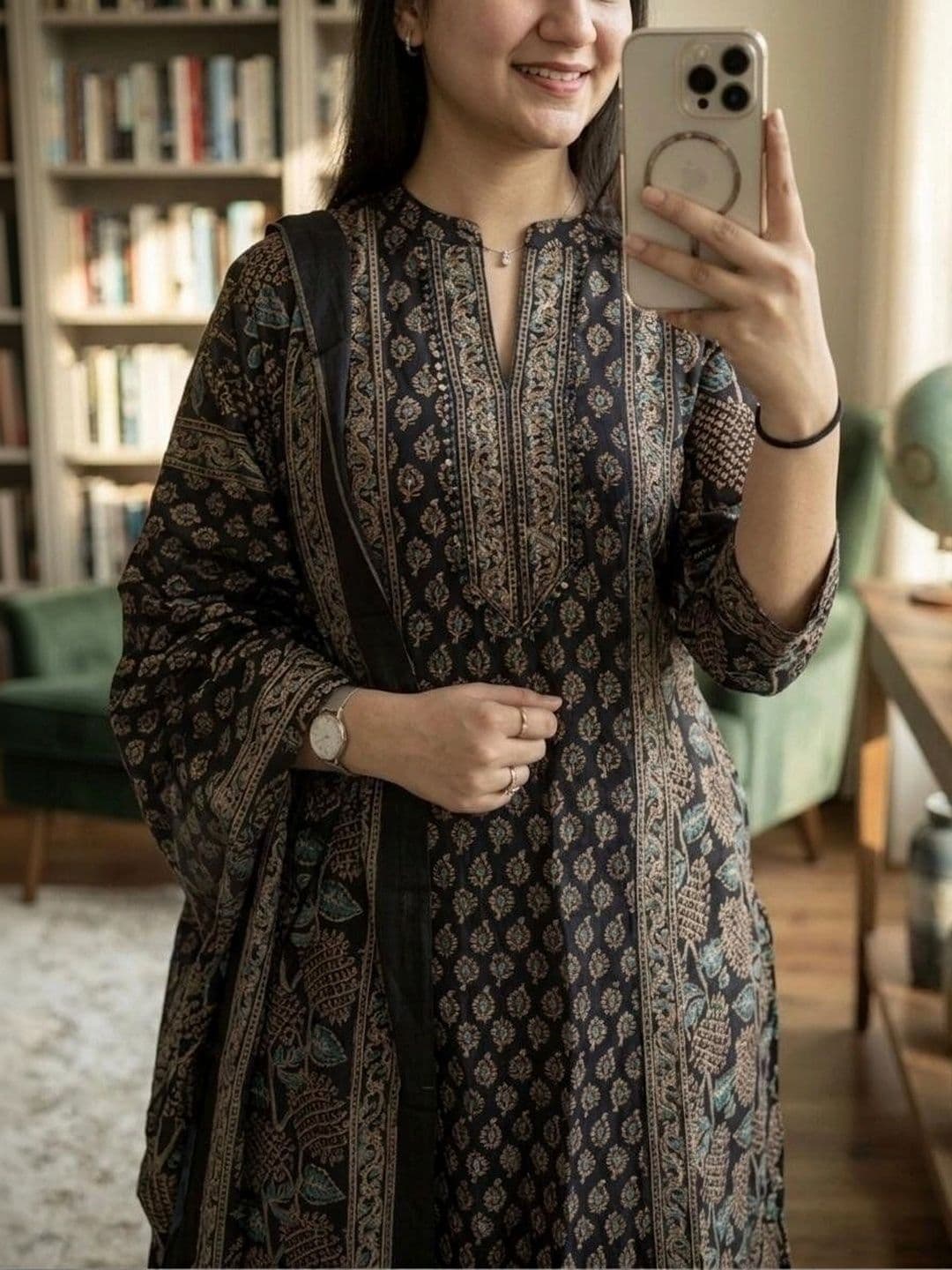 MILAAV Women Ethnic Motifs Printed Regular Pure Cotton Kurta with Palazzos & With Dupatta thumbnail 7