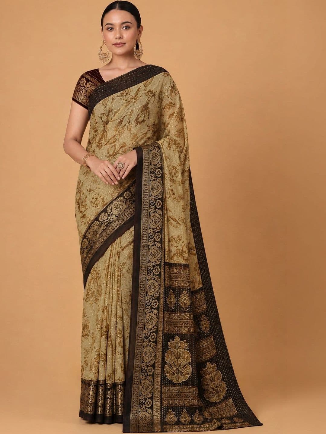 RegalDrapes Paisley Zari Pure Georgette Saree - view 1