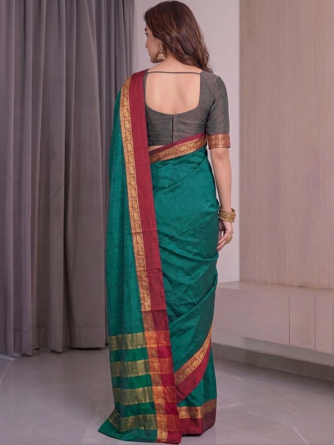 Owee Woven Design Zari Silk Cotton Designer Saree thumbnail 3