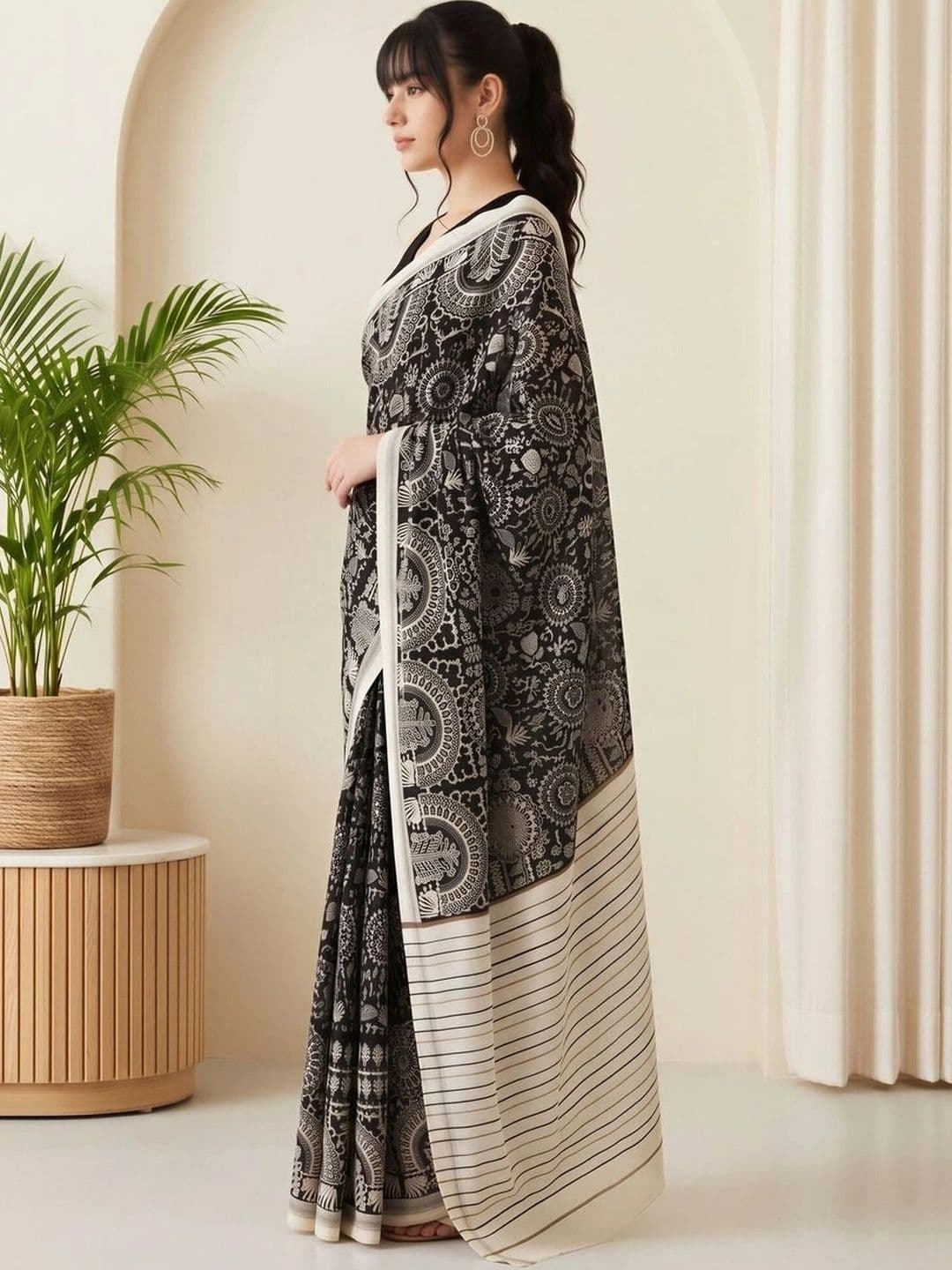 Saree mall Silk Blend Designer Dabu Sarees thumbnail 5