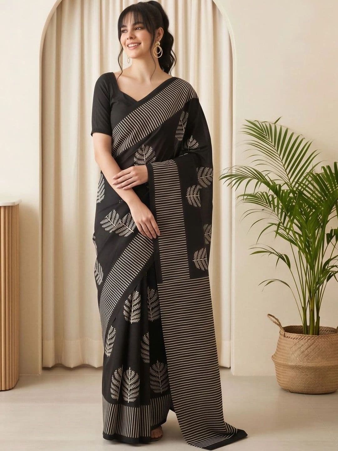 Saree mall Batik Silk Blend Designer Dabu Sarees thumbnail 6