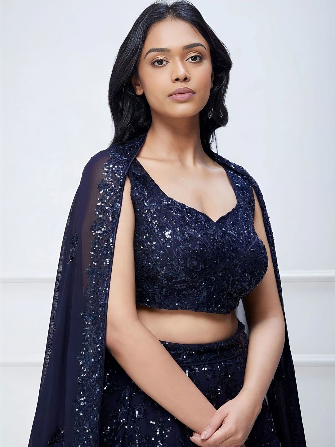 Zeel Clothing Embellished Sequinned Semi-Stitched Lehenga & Unstitched Blouse With Dupatta thumbnail 2
