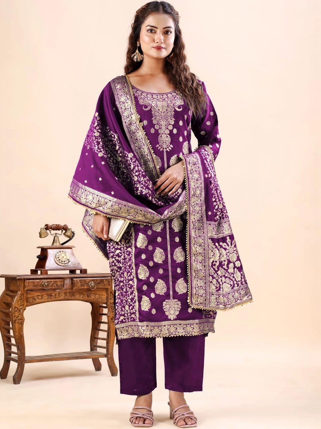 kantuba Art Silk Unstitched Dress Material thumbnail 4