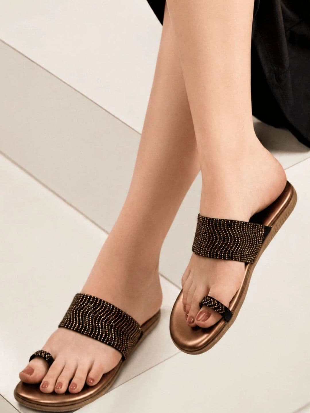 Shezone Women Embellished Open Toe Flats thumbnail 4