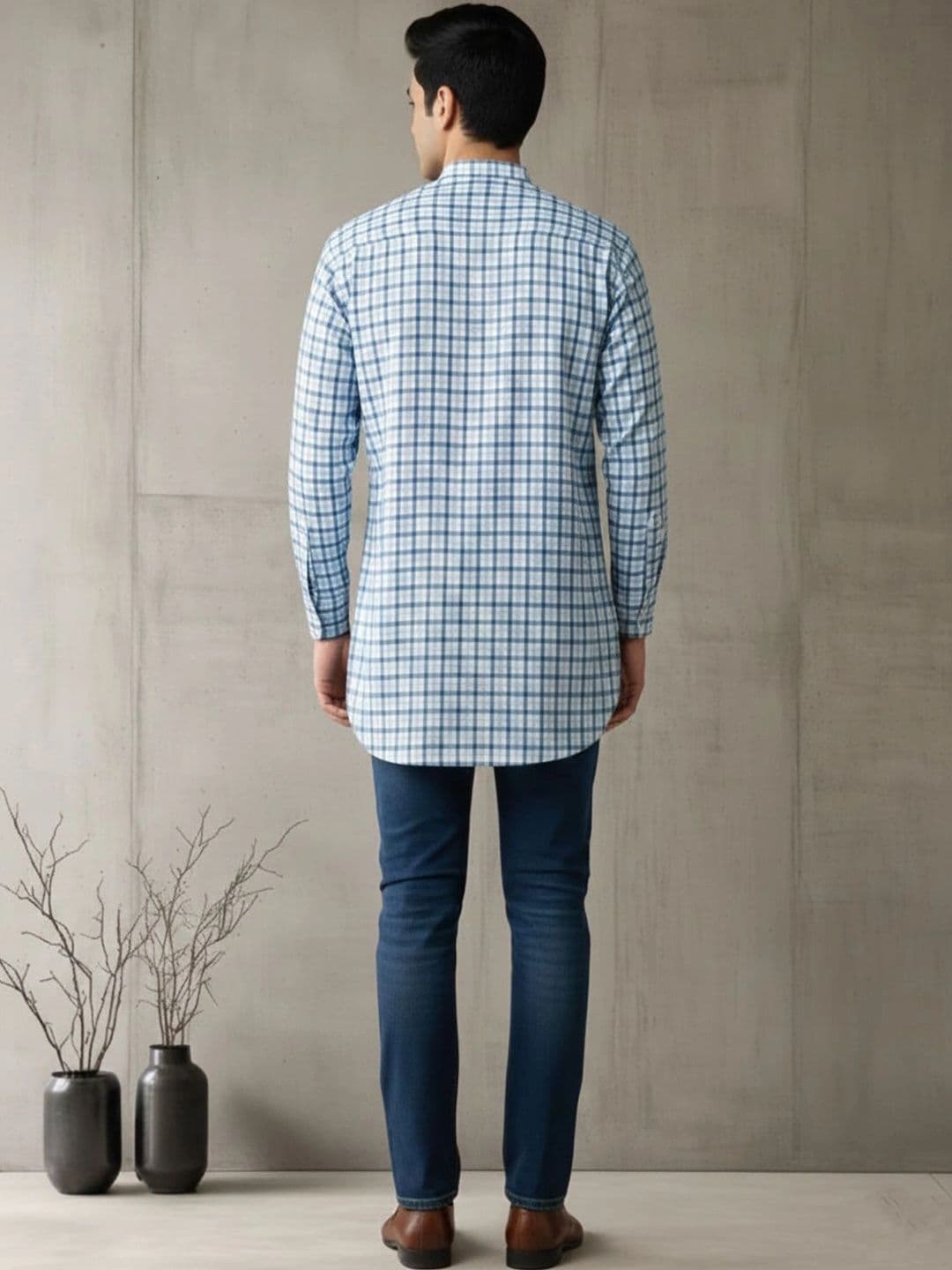 Anouk Men Checked Kurta thumbnail 6
