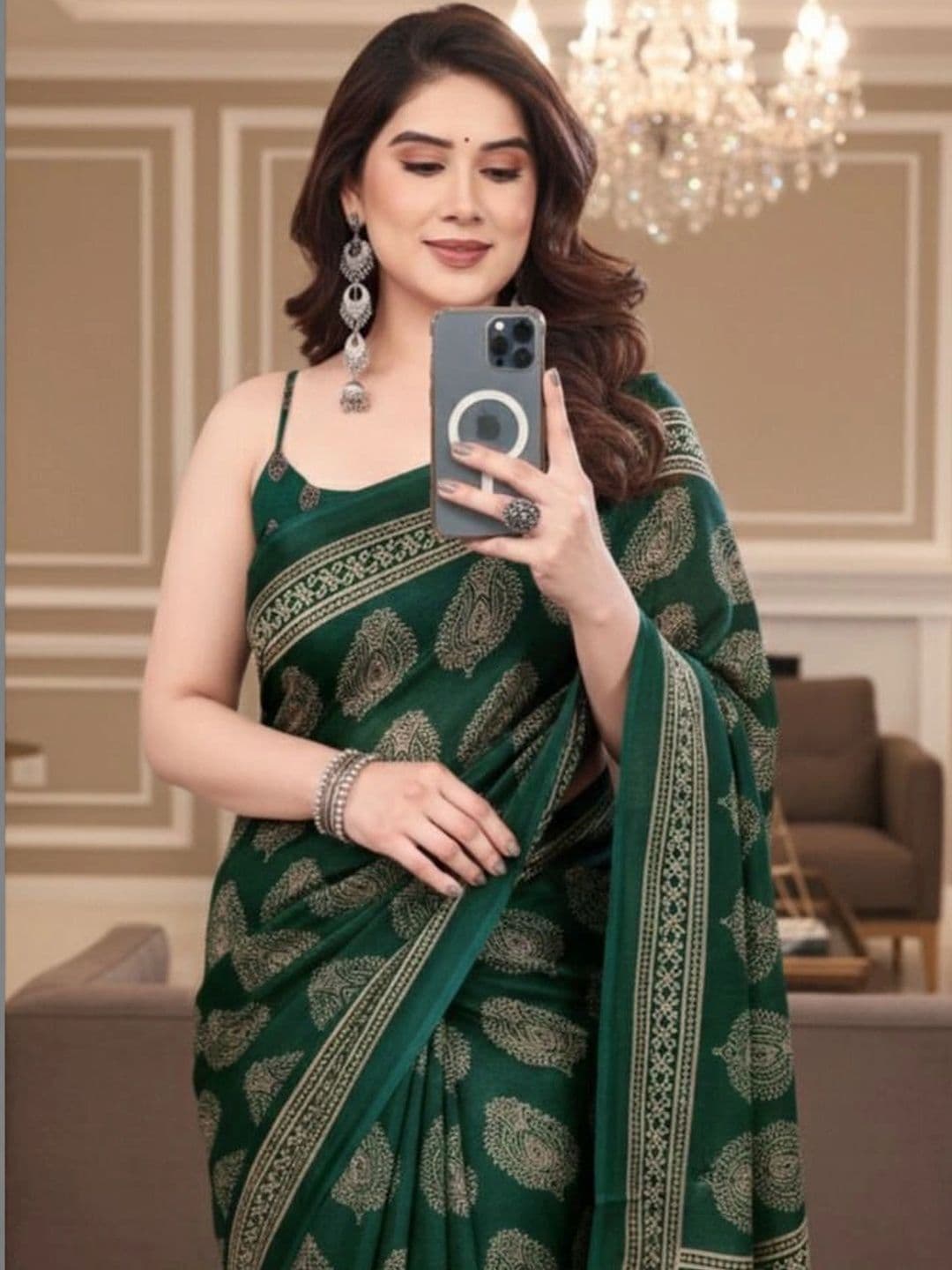 Owee Paisley Pure Chiffon Designer Saree thumbnail 5
