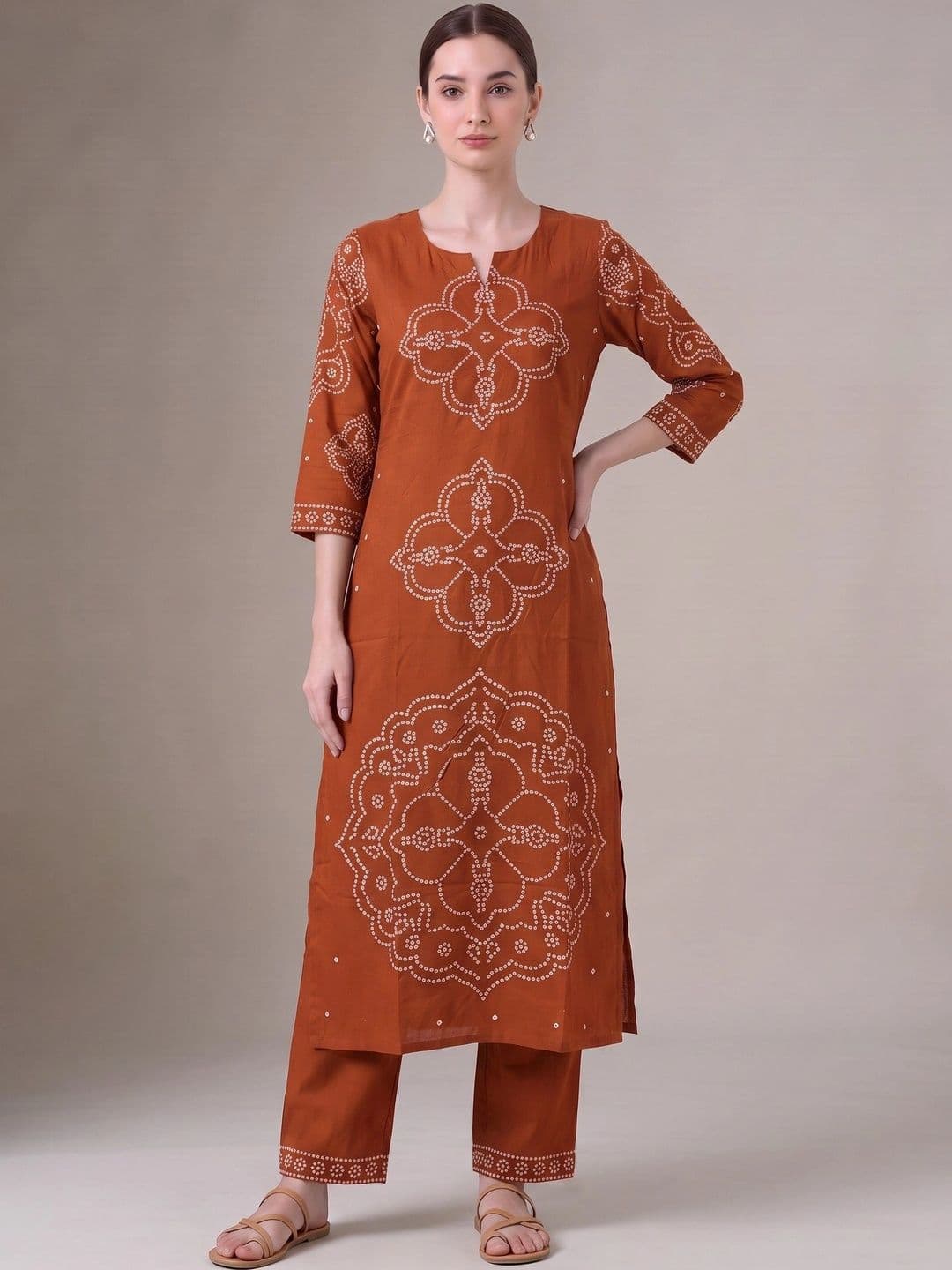 COTTON CULTURE Women Ethnic Motifs Printed Regular Kurta with Trousers thumbnail 5