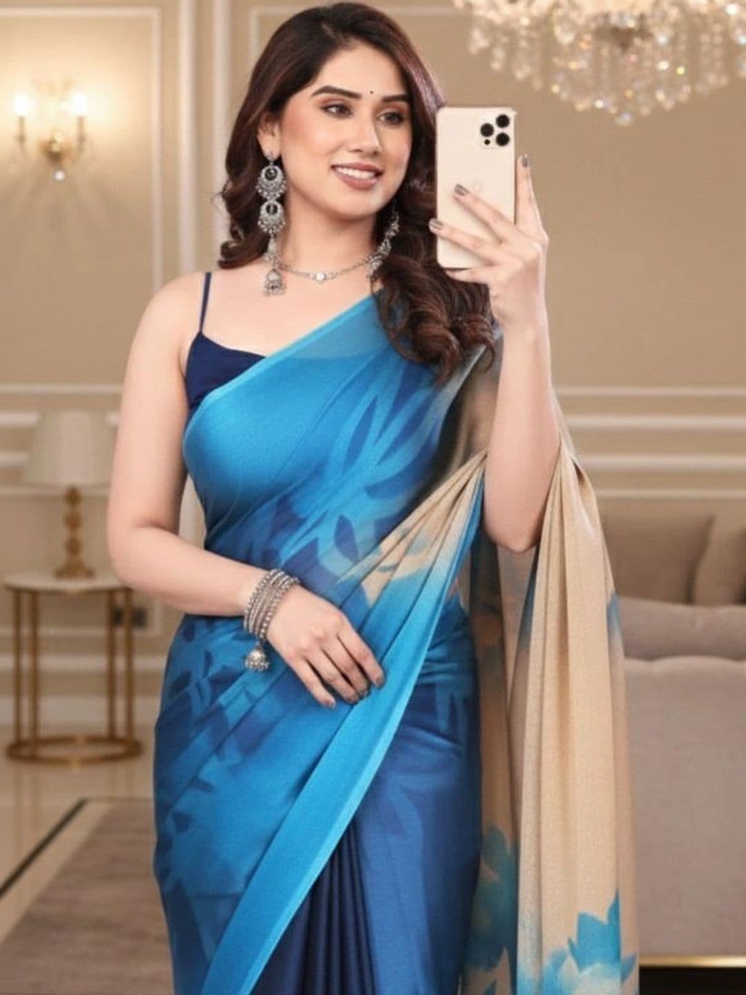 Owee Ombre Pure Chiffon Designer Saree thumbnail 4
