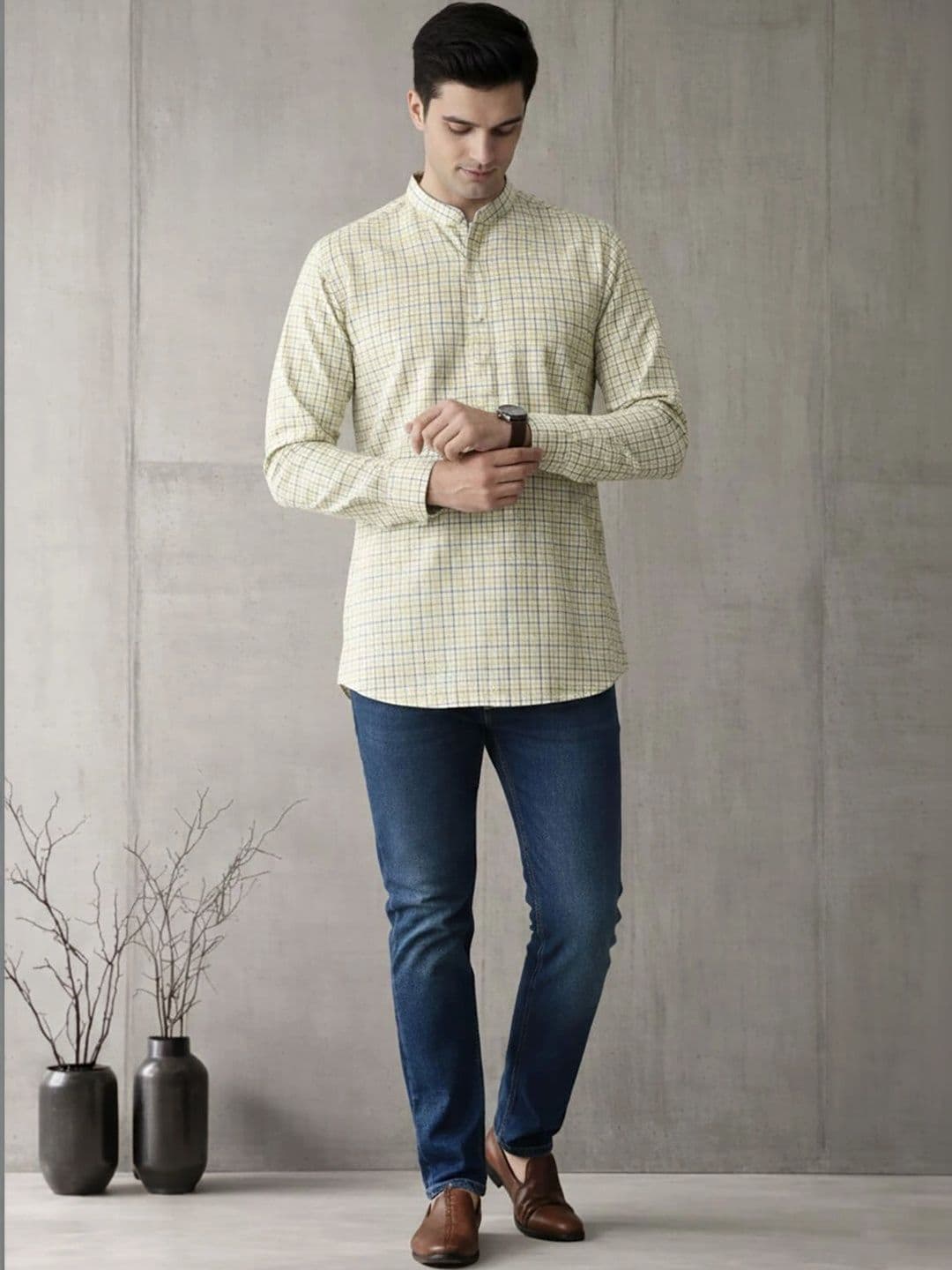 Anouk Men Checked Kurta thumbnail 7