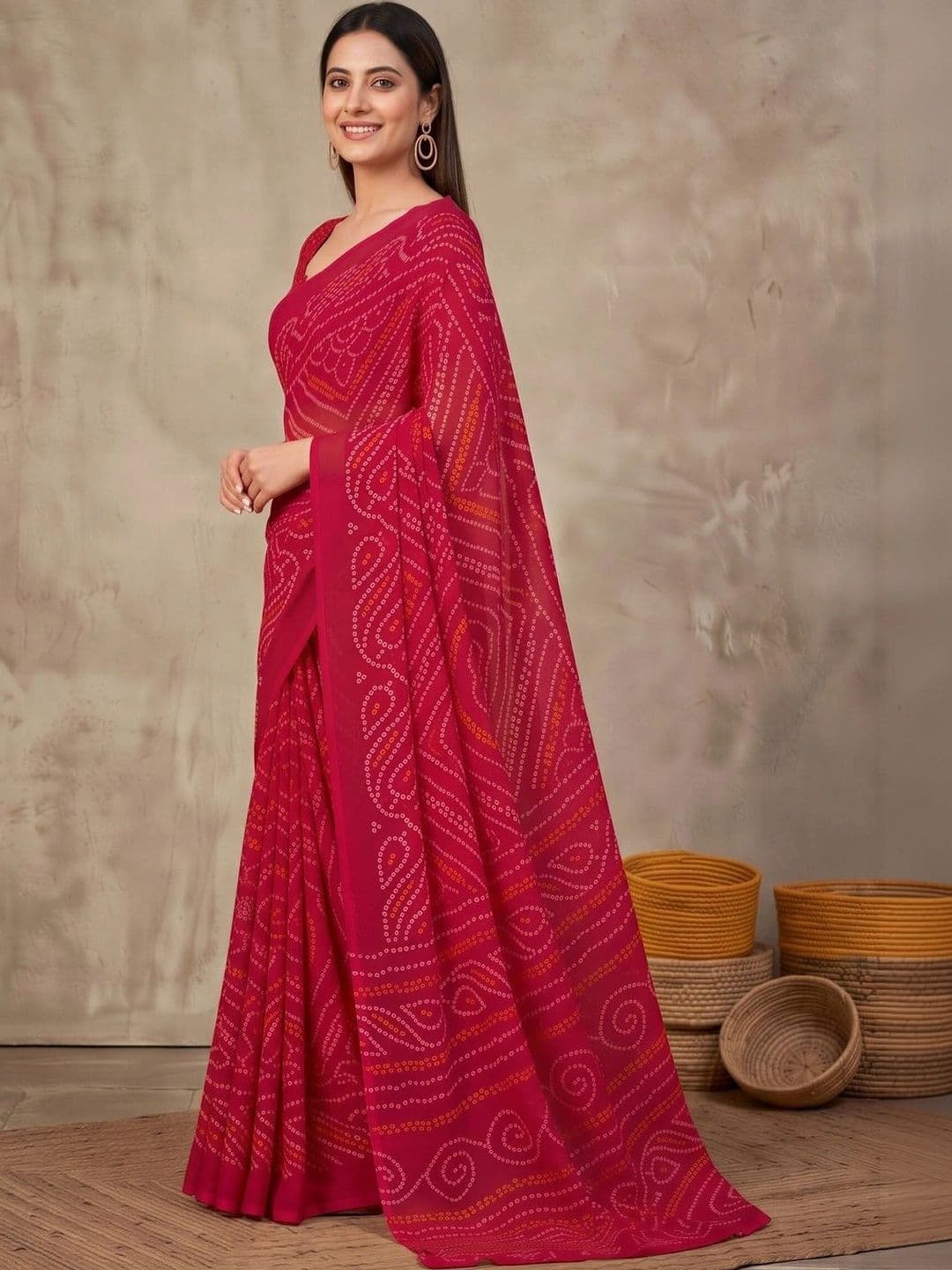 Saree mall Bandhani Poly Chiffon Designer Bandhani Sarees thumbnail 4