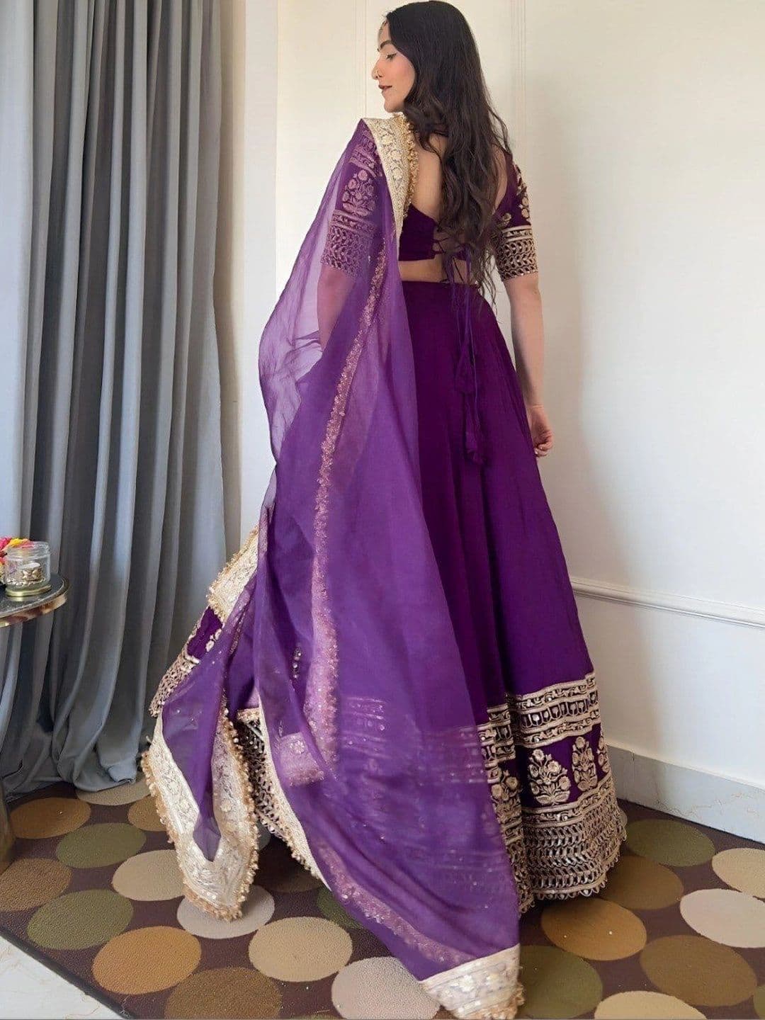 BLUSH STREET Embroidered Semi-Stitched Lehenga & Blouse With Dupatta thumbnail 3