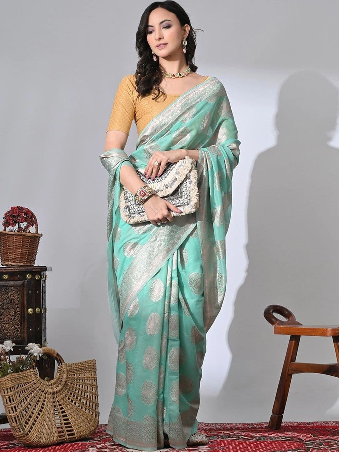 revika Woven Design Zari Art Silk Designer Kanjeevaram Saree thumbnail 2