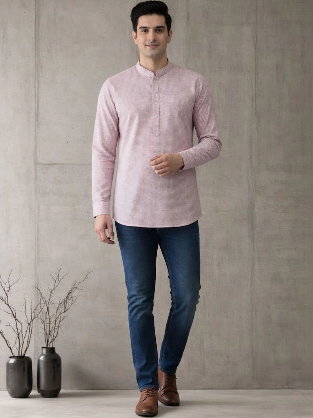 Anouk Men Checked Kurta thumbnail 6
