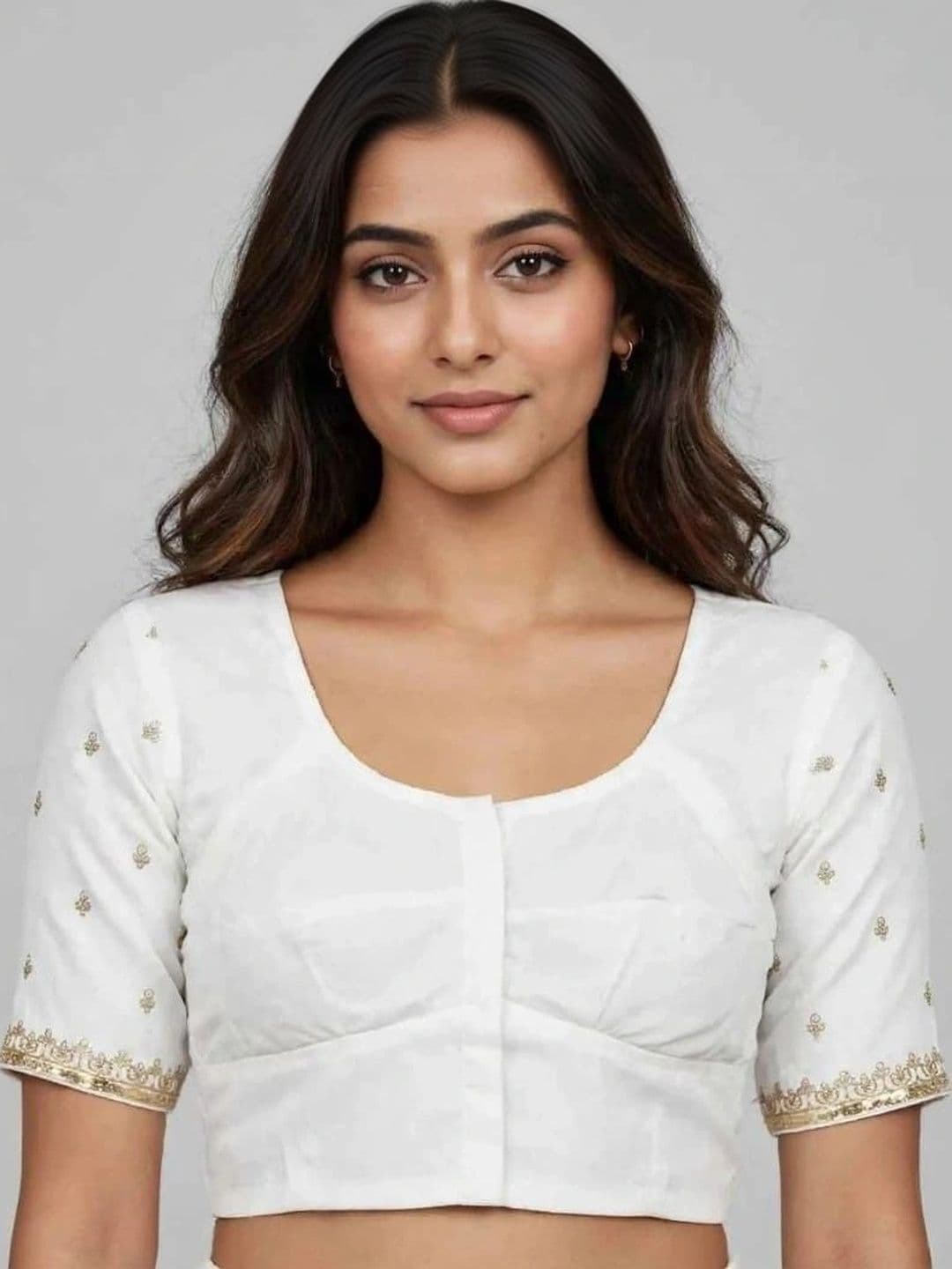 Binatex Cotton Embroidered Thread Work Saree Blouse thumbnail 5