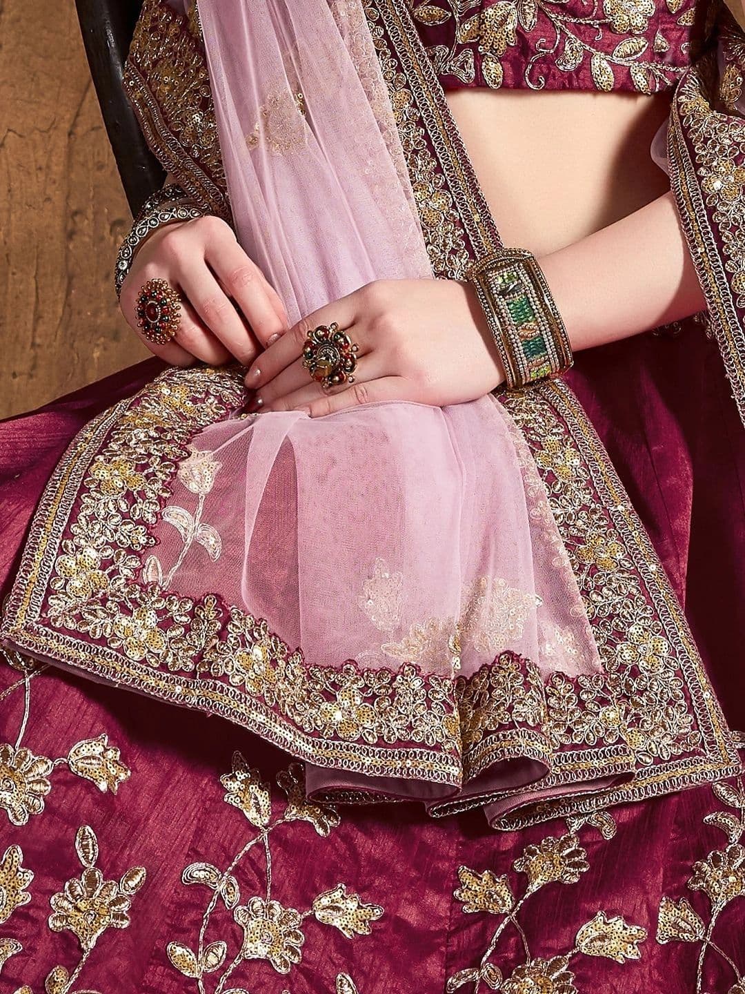 Zeel Clothing Embroidered Sequinned Semi-Stitched Lehenga & Unstitched Blouse With Dupatta thumbnail 5