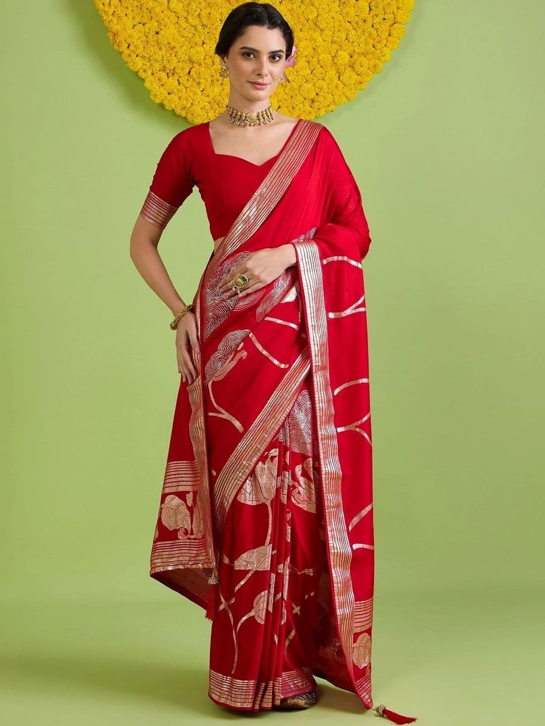 Saree mall Woven Design Silk Blend Designer Banarasi Sarees - view 1