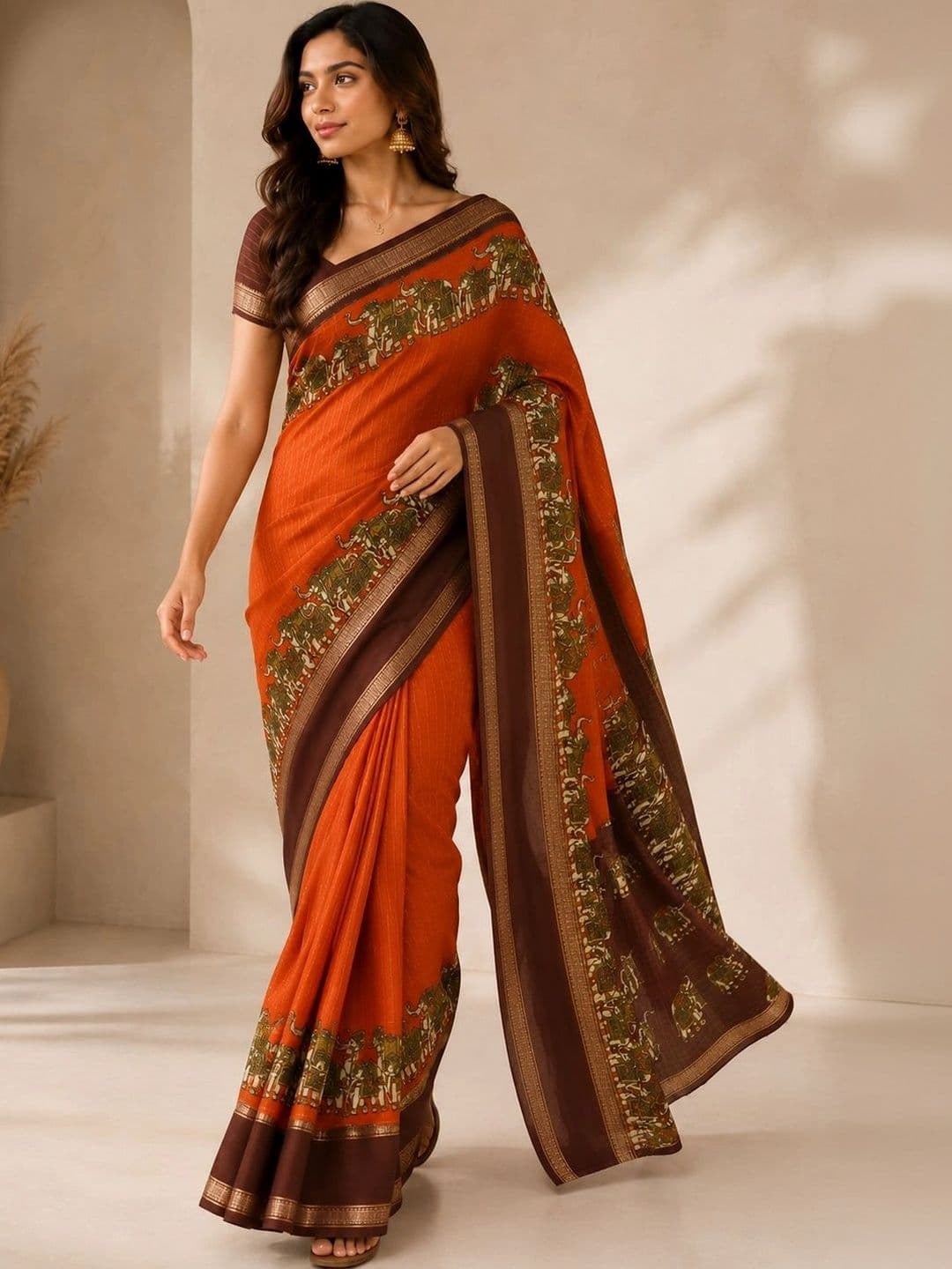 RegalDrapes Checked Zari Silk Blend Saree thumbnail 3