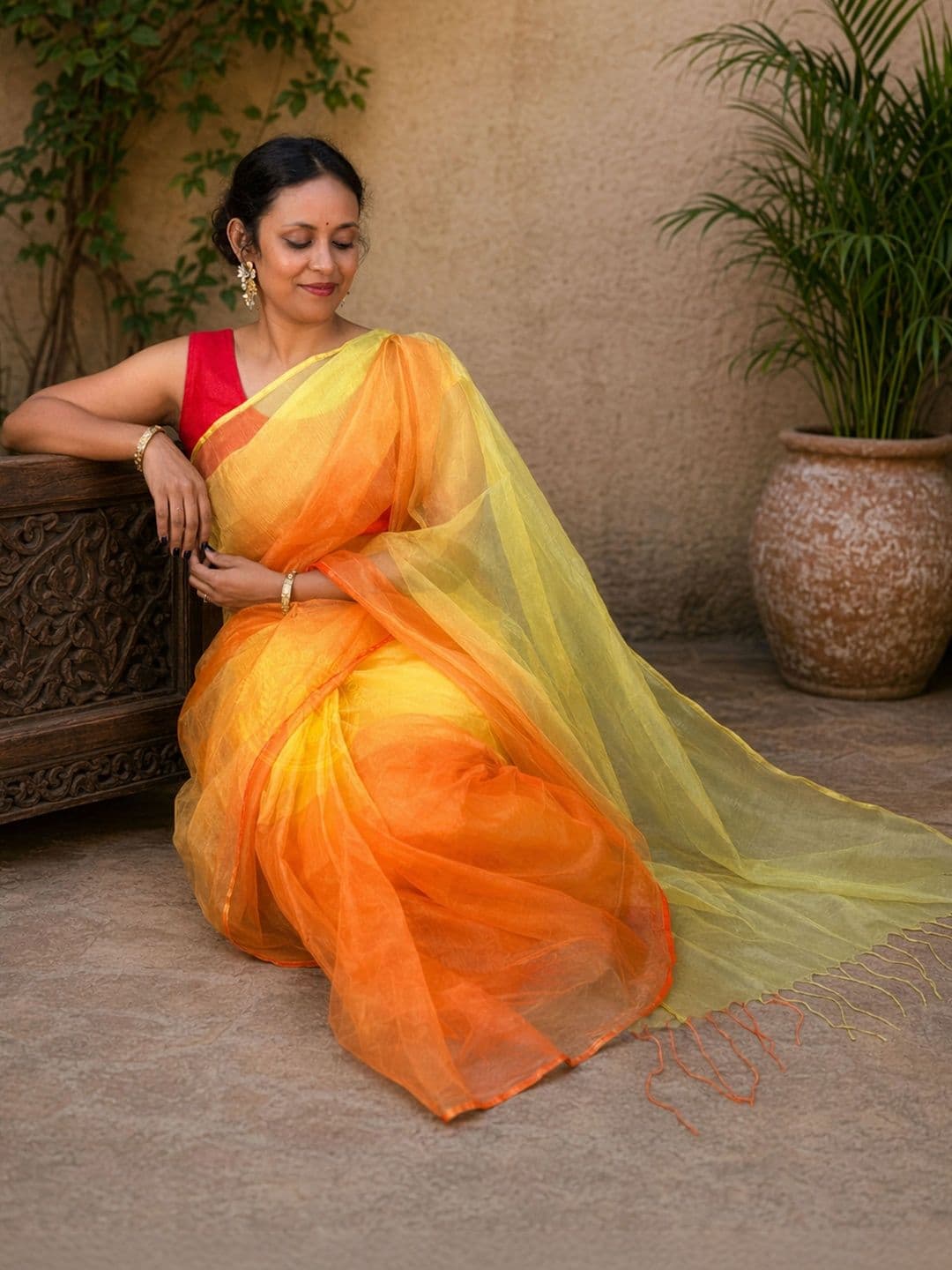 Sandhya Saree Creations Ombre Organza Fusion Sarees thumbnail 5