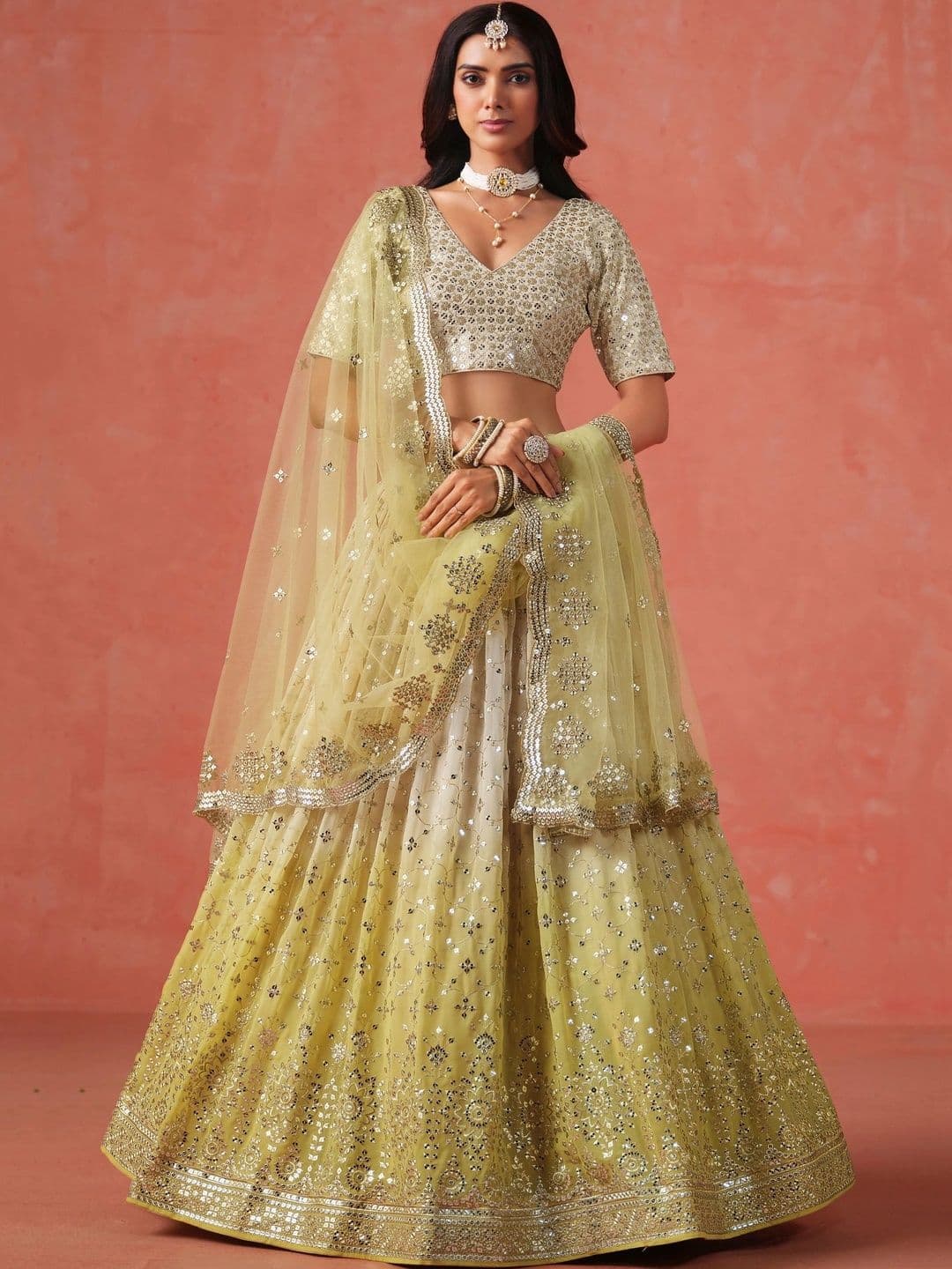 Zeel Clothing Embellished Mirror Work Semi-Stitched Lehenga & Unstitched Blouse With Dupatta - view 1