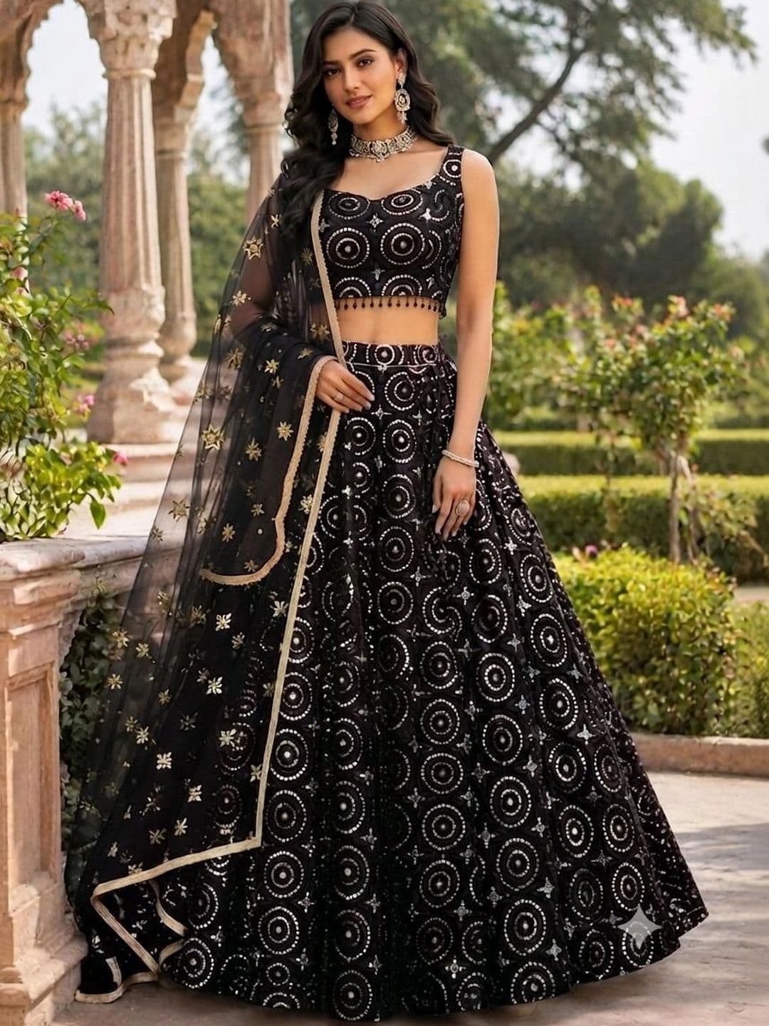 Indi Kal Embellished Sequinned Ready to Wear Lehenga & Blouse With Dupatta - view 1