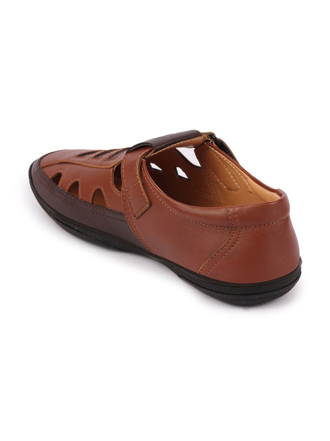 FAUSTO Men Tan & Black PU Comfort Sandals thumbnail 4