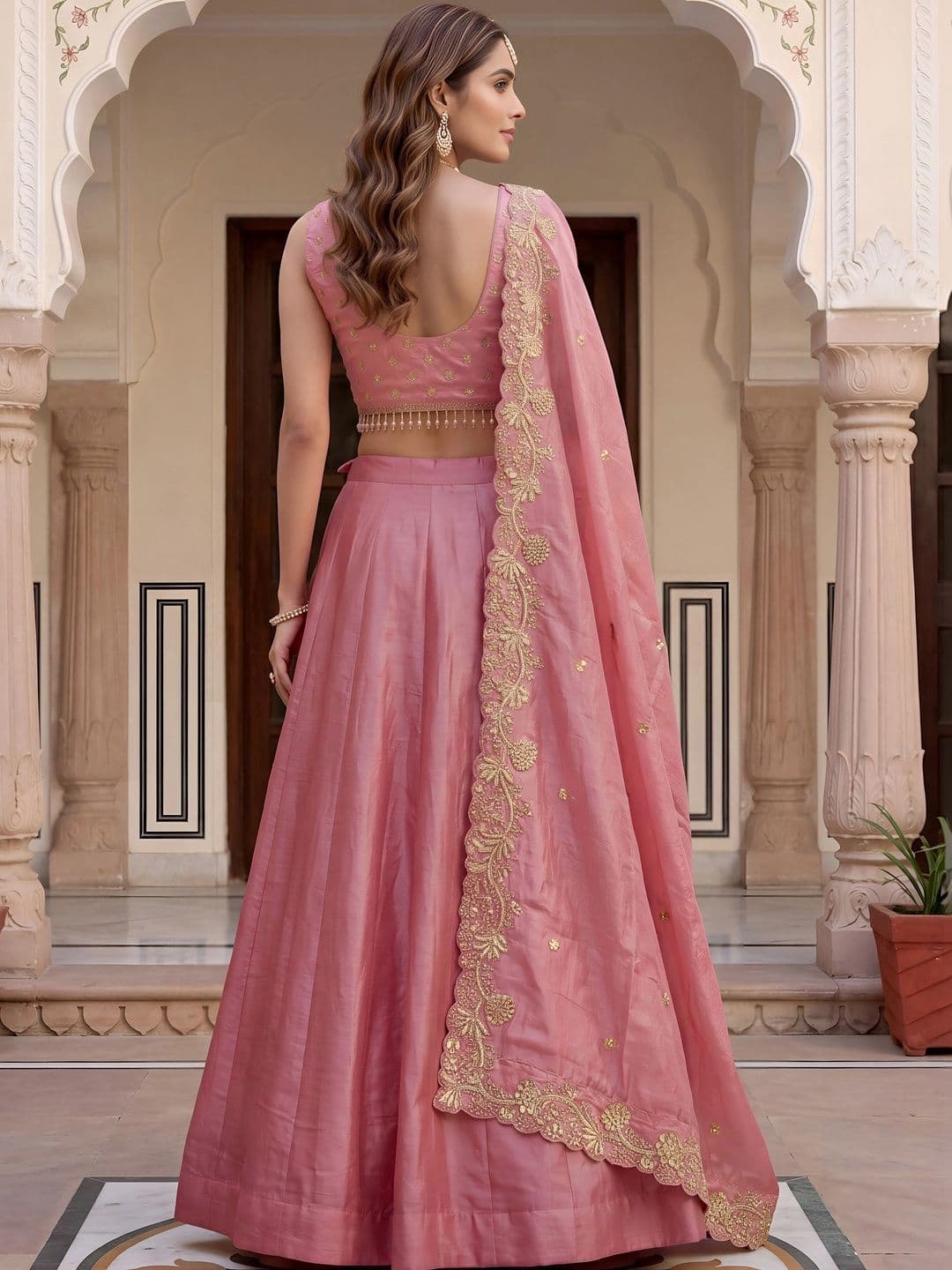 Zeel Clothing Embroidered Sequinned Semi-Stitched Lehenga & Unstitched Blouse With Dupatta thumbnail 6